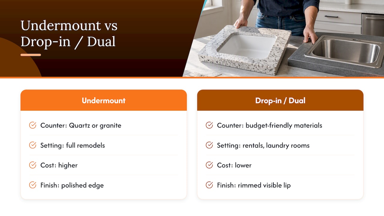 Comparison of sink mounts by remodel context