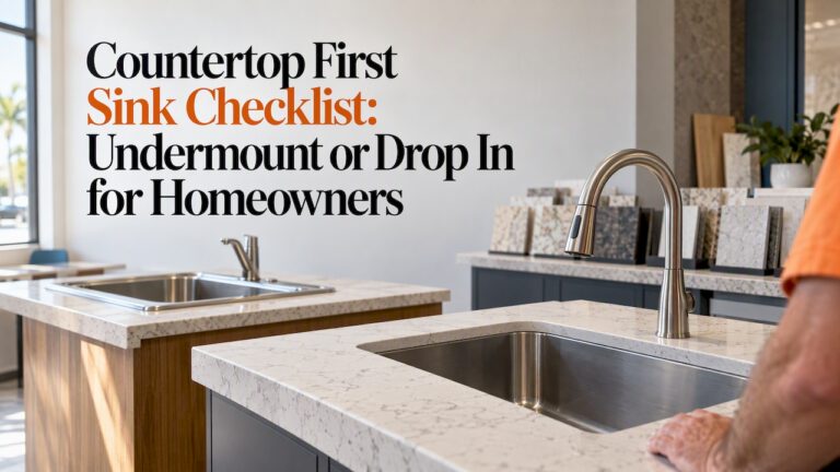 Undermount and drop-in sinks on countertop samples