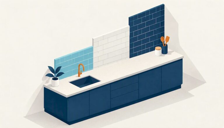 Geometric bands showing varied backsplash heights