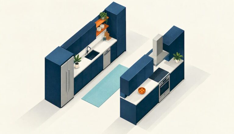 Isometric parallel forms with a central aisle