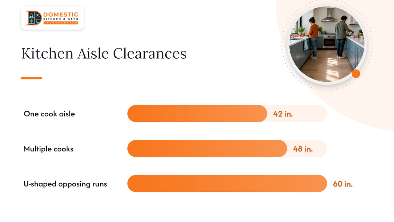 Comparison of kitchen aisle clearance measurements